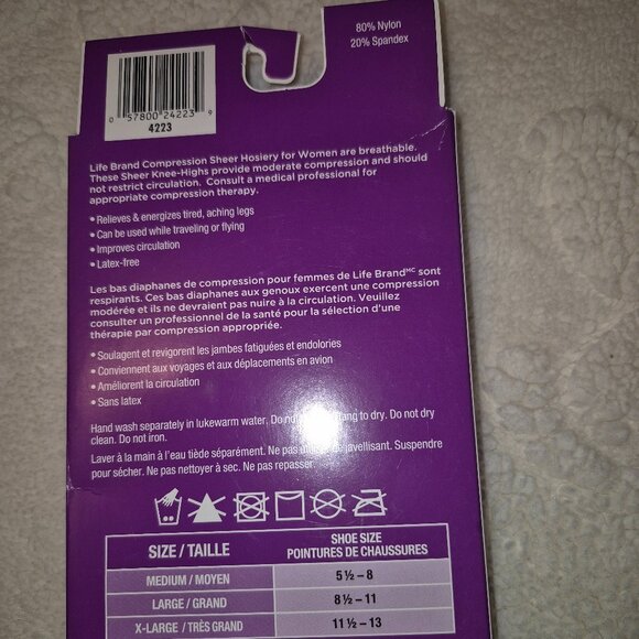 NIB Life Brand Compression Sheer Hosiery - Knee Length - Picture 8 of 10